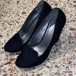 bakers black suede wedges